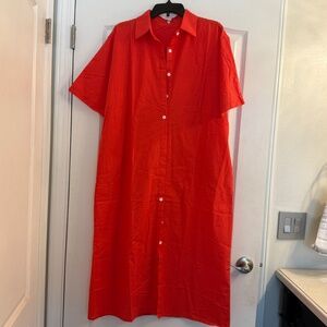 Womens NWOT Orange button down shirt dress  XL